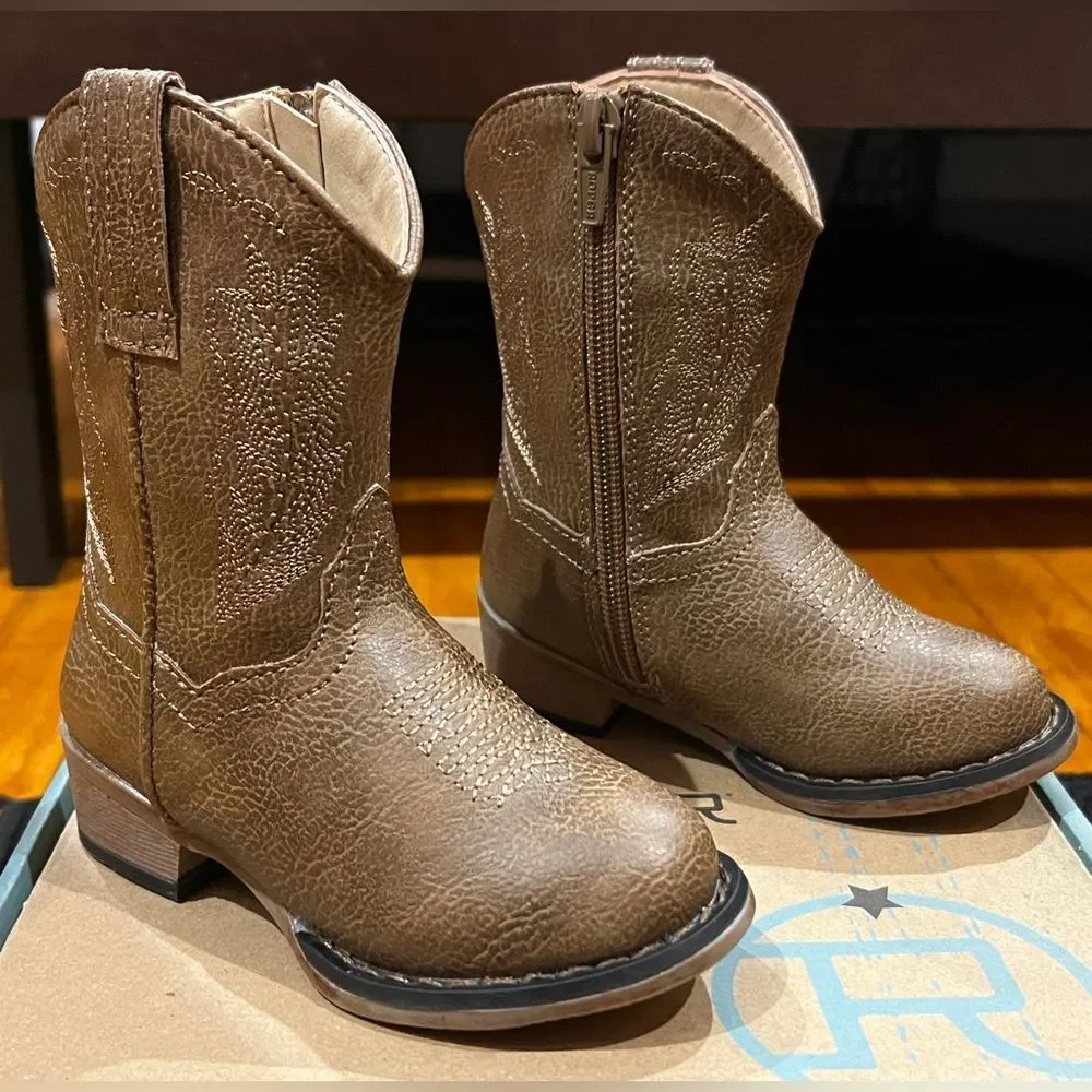 Roper Toddler Girls' Taylor Western Boots - Round Toe Size 5 Tan